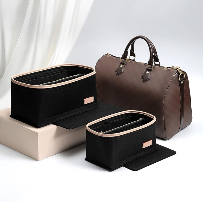 Doxo Purse Organizer Insert for Handbags & Base Shaper 2pc Set, Compatible with Speedy 25 Bag Organizer, Lepliage S,Nererfull,ONTHEGO,Carryall,Graceful,Noe,Book Tote Bag and More(M-Black)