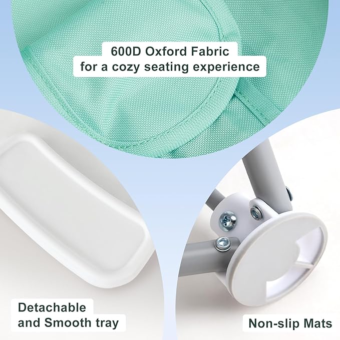 Tiny Marvels Portable Booster Seat, Foldable Baby High Chair with Removable Tray, Safety Harness & Carry Bag – for Toddlers Ages 6M-3Y, Ideal for Dining, Travel, Camping & Family Time
