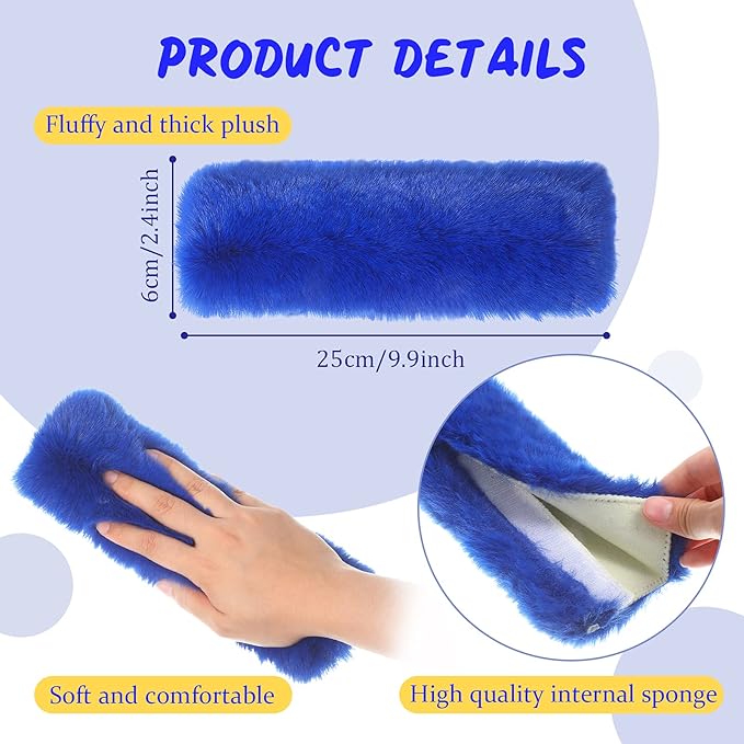 Boao 4 Pack Faux Sheepskin Car Seat Belt Pads Seatbelt Protector Soft Seat Belt Shoulder Strap Cover Comfort Harness Pad(Blue, 9.9 Inch)