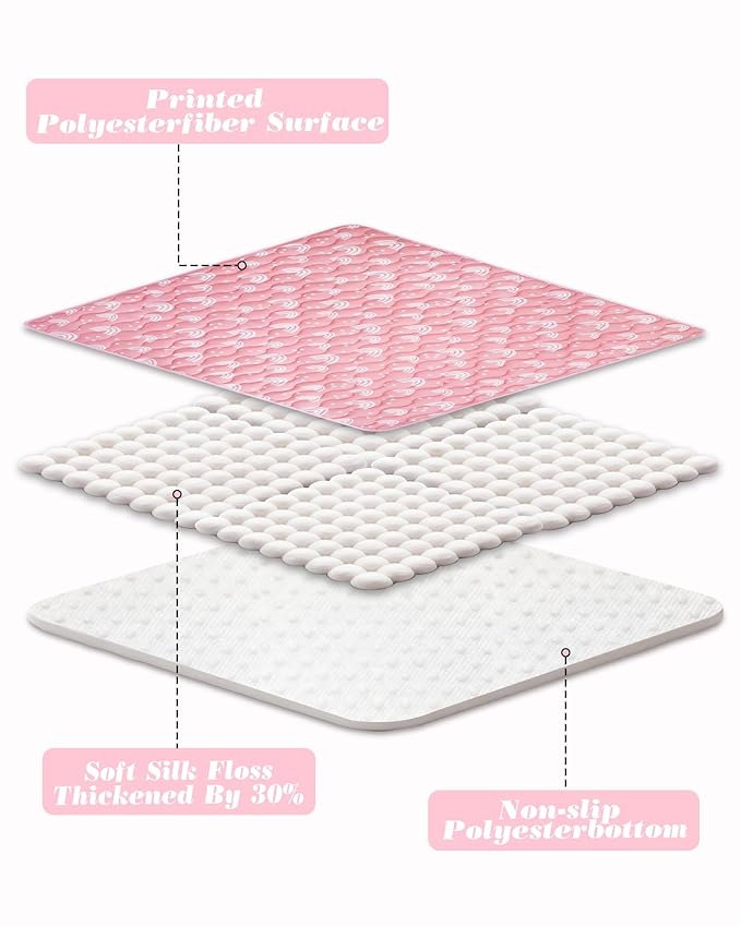 Viviland Baby Mats for Floor, 50x50 Inch Playpen Mat, Thick Cushioning Padding Playmat for Baby and Toddlers Infants, Non-Slip & Machine Washable, Pink Rainbow