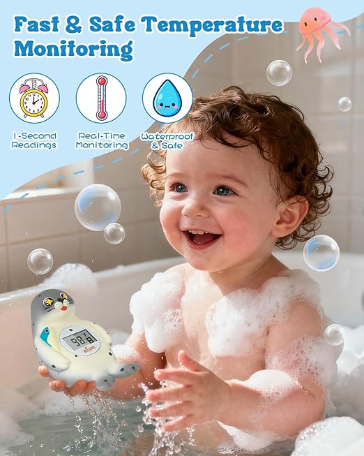 KISSONE Baby Bath Thermometer Digital for Water Temperature – Fast & Accurate °F/°C Reading, Waterproof Floating Safety Thermometer for Infants & Toddlers