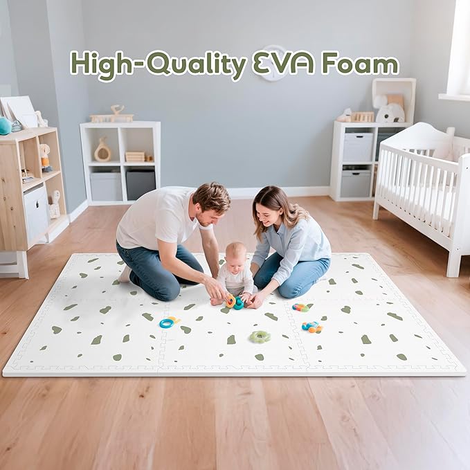PIGLOG Baby Foam Play Mat-72”x 48” Baby Playmat,6-Piece Interlocking Foam Floor Tiles,Waterproof Crawling Mat,Puzzle Mat for Infants and Toddlers,Non Toxic Play Mat for Baby Tummy Time Mat(Spot)