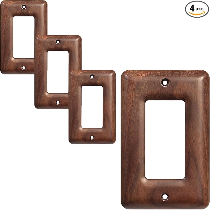 4-Pack Wood Light Switch Cover Plate Decorative Solid Wood Light Switch Cover for Stylish Décor