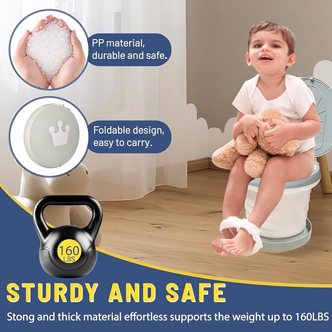 SunnySmile portable, foldable potty seat for toddler, Training Toilet Seat Emergency Toilet for Car, Camping, Outdoor, indoor (grey, large)