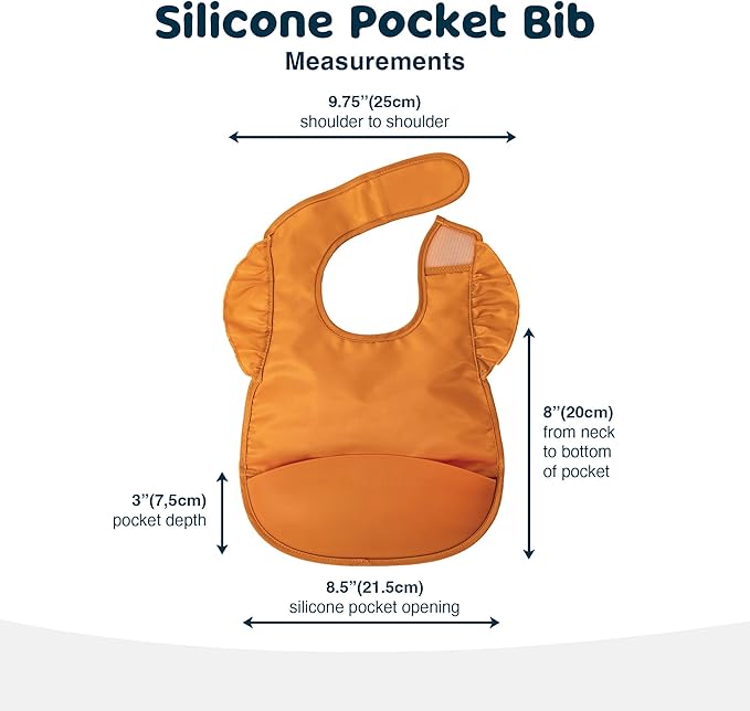 Tiny Twinkle Silicone Pocket Bibs - Waterproof, Food Catching, Mess-Proof Bibs for 6-24 Months Baby Boy and Girl, Toddlers