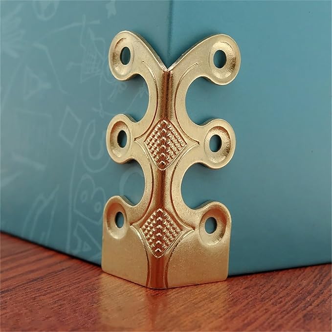 Skirting Board Corner Protectors Solid Brass Baseboard Corner Protectors, Vintage Metal Corner Protector Table Corner Perimeter Cover Safety Bracket with Screws (Gold*10Pcs)