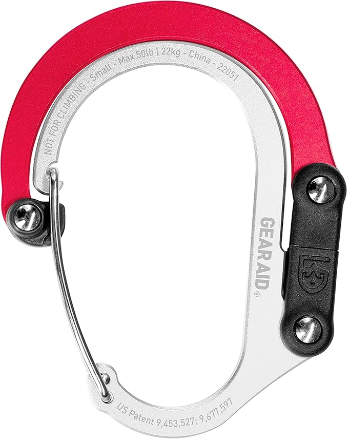 GEAR AID HEROCLIP (Small) Carabiner Gear Clip and Hook, for Hanging Bags, Purses, Lanterns, Strollers, Tools, Helmets, Water Bottles, and More