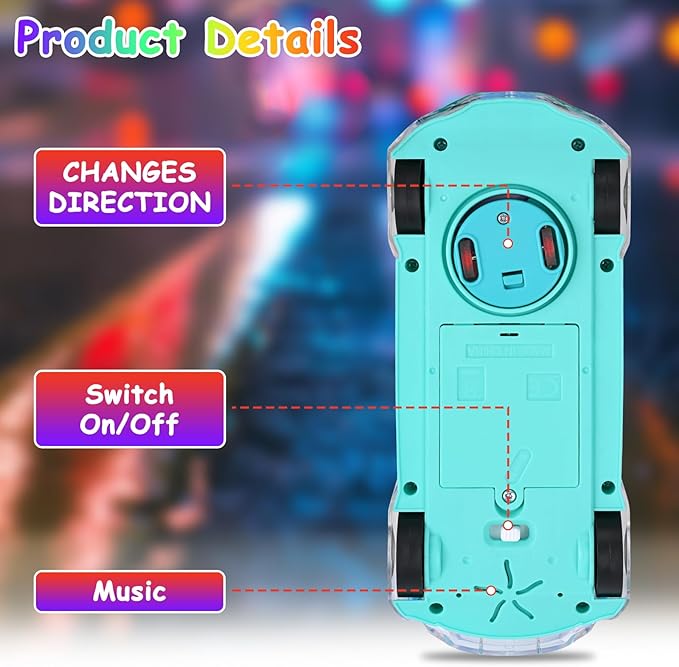ZHFUYS Light Up Transparent Car Toy for Kids, Sensory Toys for Kid, Toy Car with Colorful Moving Gears, Fun Educational Toy for Kids, Birthday Gifts Idea for Boys Girls