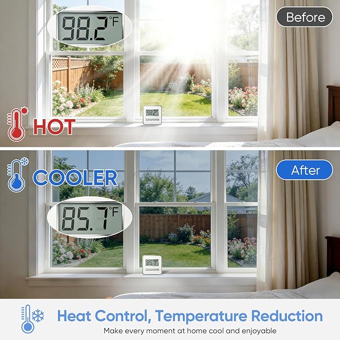 SUNBABY Window Tint for Home, One Way Privacy Film Heat & UV Blocking, Static Cling No Glue Renter Friendly Cover for Home Bedroom, Office & Sliding Glass Door, 17.5 x 118.1 Inch with 3 Tools, Silver