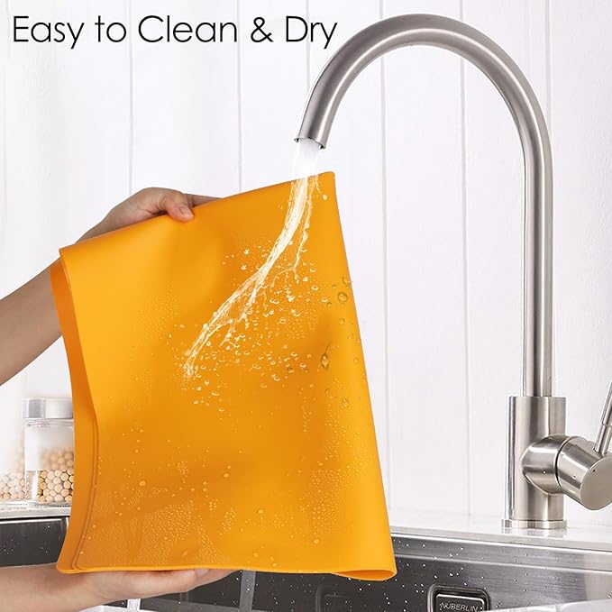 Extra Large Silicone Mats for Kitchen Counter, 27.6'' x 19.7'' Silicone Placemats for Kids, Nonstick Silicone Mat for Baking Crafts, Nonskid Heat Resistant Mat Orange Kids Placemats for Table,1Pcs