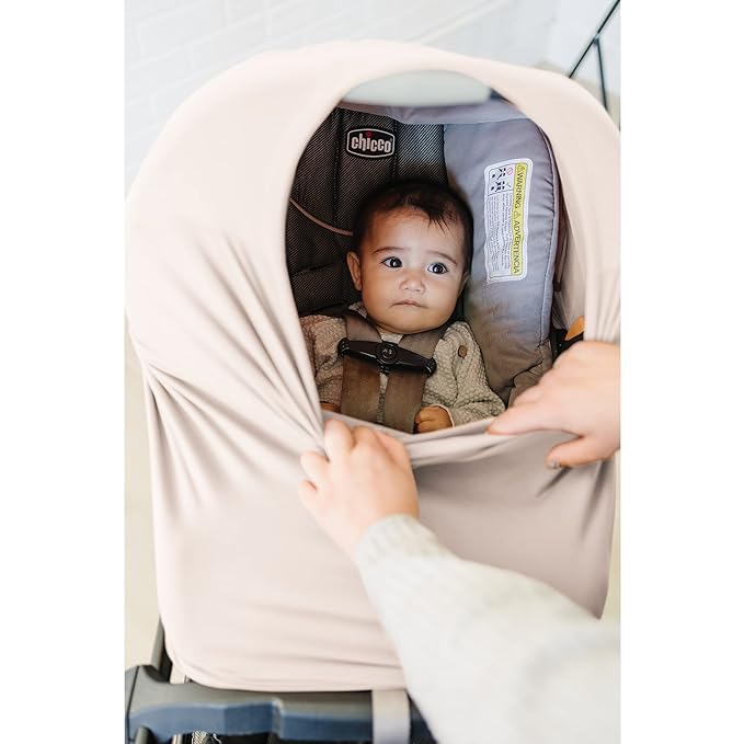 Konssy Baby Car Seat Covers- Multi-use Carseat Canopy for Babies, Stretchy Infant Carseat Cover Boy, Shower Gifts for Unisex Boys and Girls