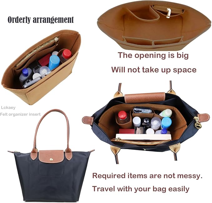 Lckaey bag Organizer Insert for Longchamp Pliage Neo Handbags Insert Organizer 1012camel-M