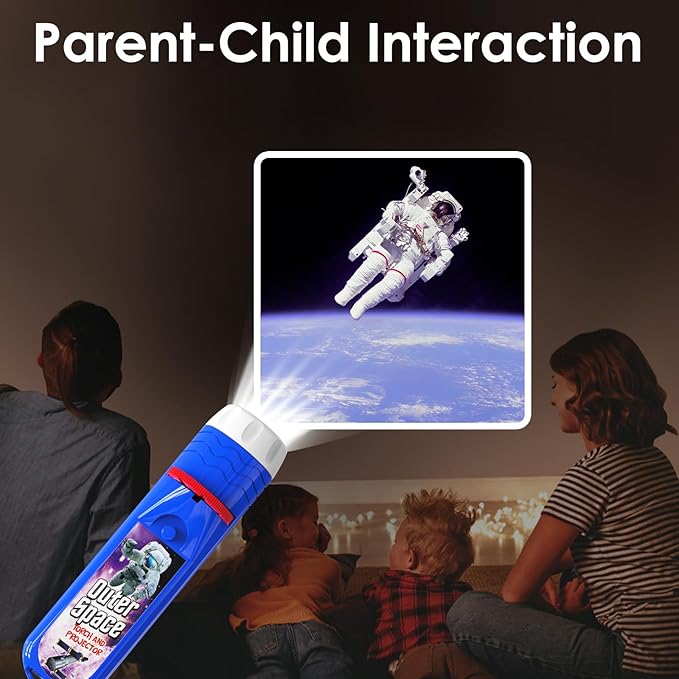 Pup Go Outer Space Projector Flashlight for Kids Ages 3+, STEM Space Toys for Boys & Girls, Spaces Explore Night Light Projectort with 3 Discs 24 Images, Educational Toys Present for Toddler Children