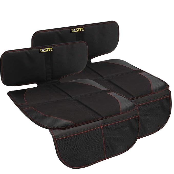 FASITE Car Seat Protector for Baby Child Car Seats - Auto Seat Cover Mat,Protective Non-Slip Waterproof Car Seat Cover Pad with Mesh Pockets (2 Pack)