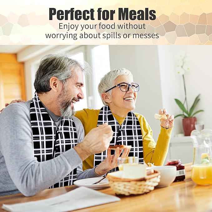 Tarpop Adult Bib Scarf Washable and Reusable Dining Clothing Protector Adult Bib for Elderly Senior Citizens Men Women Eating
