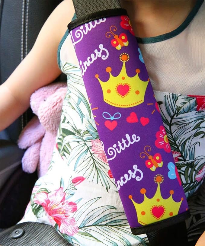 YR Seat Belt Cover for Kids, Soft Comfort Seat Belt Cushion for Children, Cute Cartoon Pattern Car Seat Belt Pads Cover for Girls and Boys, 1 Pack, Princess