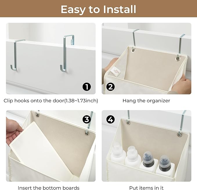 GRANNY SAYS Over The Door Organizer, 6-Shelf Detachable Behind The Door Storage with 8 Pockets, Waterproof Anti Tilt 40lb Large Capacity Hanging Organizer for Nursery, Kids Room, Bedroom, Beige
