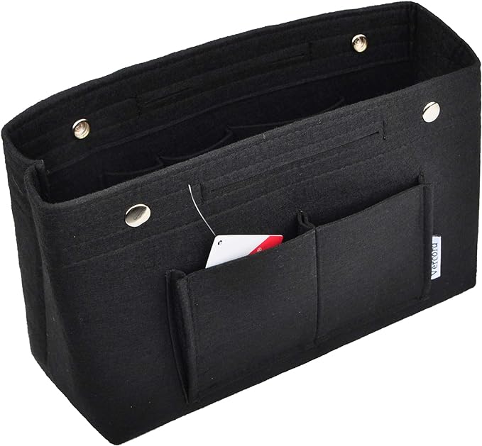 Vercord Felt Purse Tote Organizer Insert Divider Inside Handbag for Women Medium Black