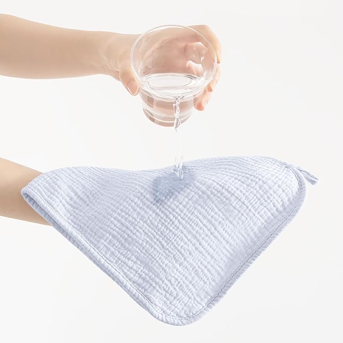 Susurration Muslin Burp Cloths, Soft Baby Burping Cloths for Unisex Boys and Girls, Newborn Essentials Large Extra Absorbent Washcloths, 20x10in, 6 Pack