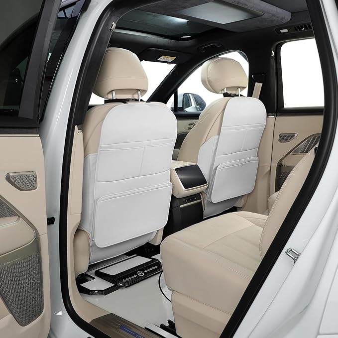 TAIKOO Seat Back Protector,Preventing the Impact of Children Stepping on the Seat Backrest,Beautiful appearance and easy to clean,black (Cream White -2 pcs)