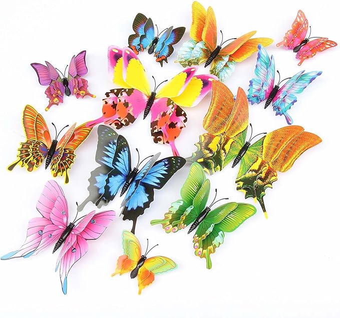 OPSEAM Butterfly Wall Decor 72 PCS, 3D Butterflies Stickers for Party Decorations with Magnets (Swallow, 72)
