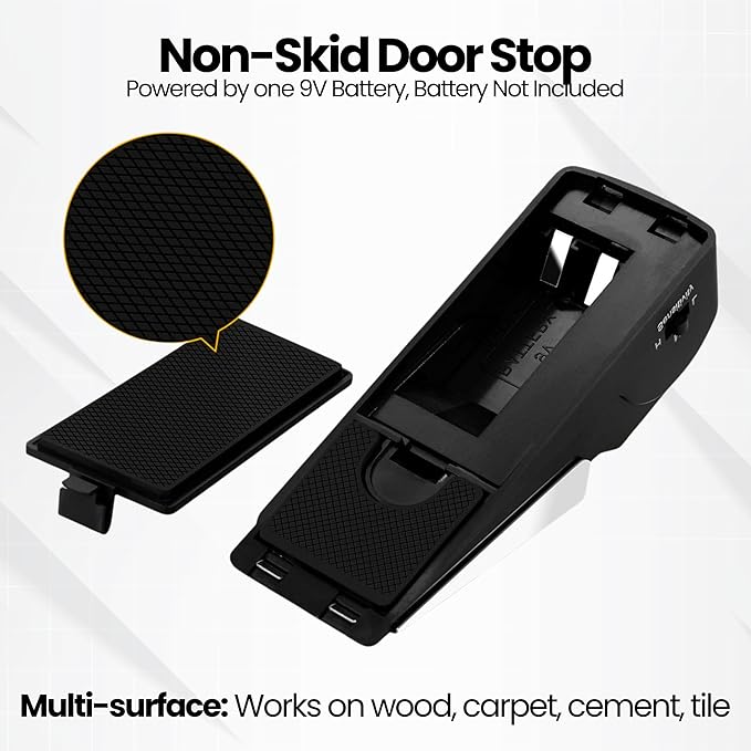 Door Stop Alarm with 120 dB Siren – Portable Travel Door Stopper Alarm Wedge for Hotel, Apartment & Dorm Security – Battery-Operated, Black, 2-Pack