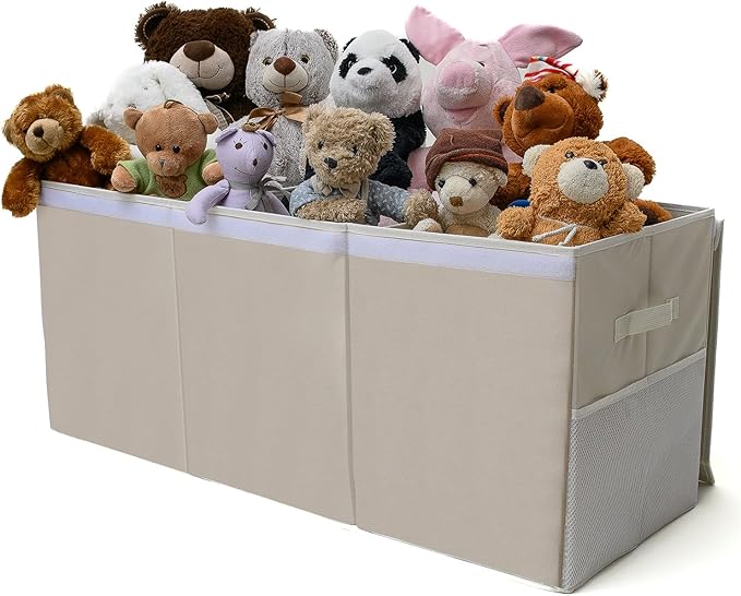 SoftOwl Extra Large Toy Storage Organizer with Lid - Sturdy, Collapsible Toy Chest Storage Box Design - Toys Bin with Dividers for Kids, Nursery, Bedroom, Playroom 37"x16"x14"