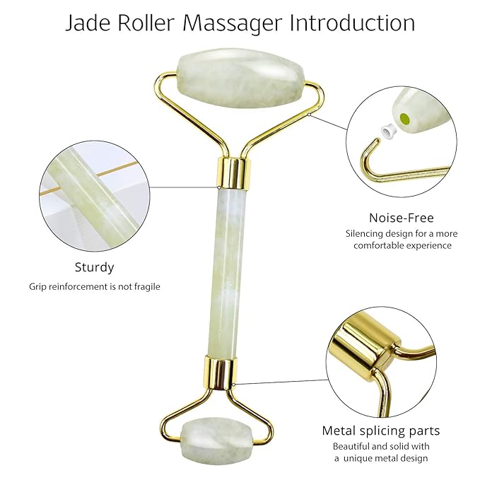 BAIMEI IcyMe Jade Roller & Gua Sha Set Face Roller and Gua Sha Facial Tools for Skin Care Routine and Puffiness, Self Care Gift for Men Women - Light Green