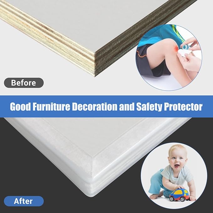 Clear Rubber Edge Trim, Self-Adhesive Transparent Edge Trim, 1-1/8"(28mm) Edge Protector for Plywood, Cabniets or Drawers, Flexible Silicone Rubber Material, Wide U Channel Edge Guards