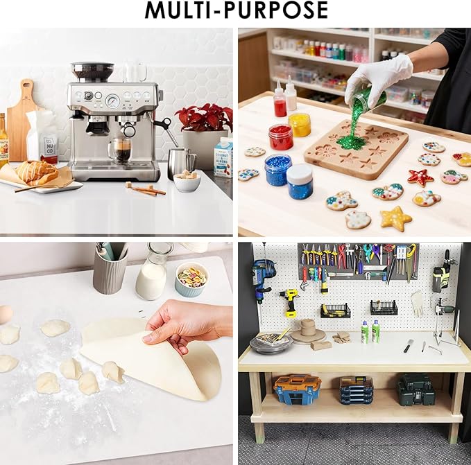 Extra Large Silicone Mat for Kitchen Counter 39.4"x23.6" Silicone Table Mat for Resin Workbench Mat Heat Resistant Mat Coffee Bar Mats, Translucent Thick 2mm Extra Large Quartz Countertop Protector