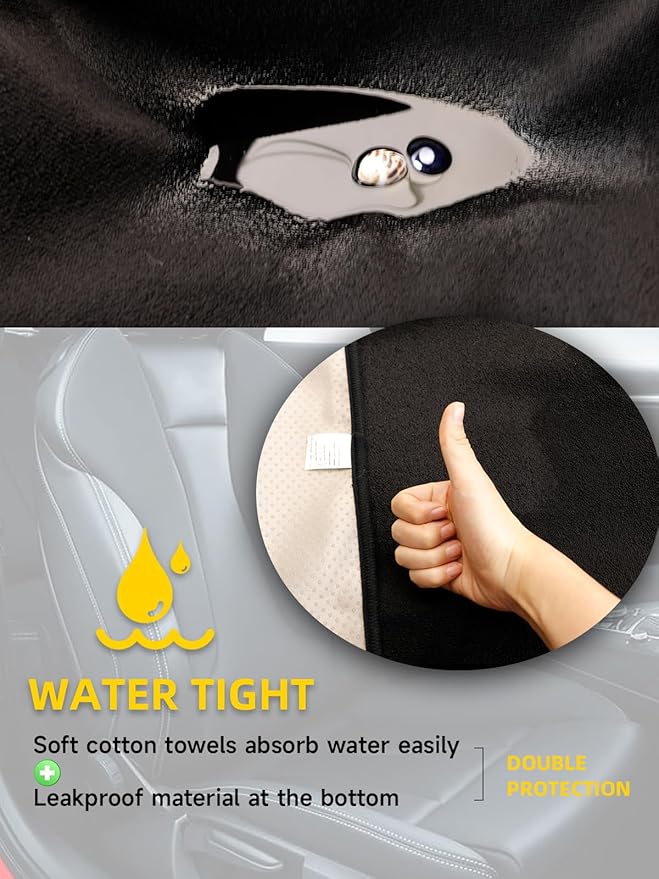 ZIMABLUE 2PCS Terry Cloth seat Cover Universal Waterproof Car Sport Towel Seat Cushion Non-Slip Sweat-Absorbent Towel Cloth Suitable for All Seasons Waterproof Beach Seat Cover Washable