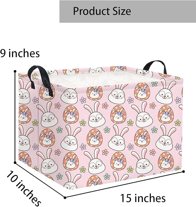 TIBAOLOVER Easter Basket Bunny Pink Baby Girls Cute Kids Toy Storage Bin Organizer Shelf Book Rabbit Room Decor (Pink Rabbit)