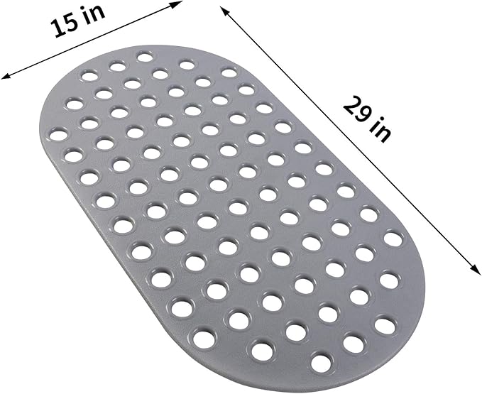 ALL PRIDE Shower Mat Non Slip Grey Bathtub Mat Non Slip 29 x 15 Inch Oval Bath Mat for Tub Bathroom Elderly Kids