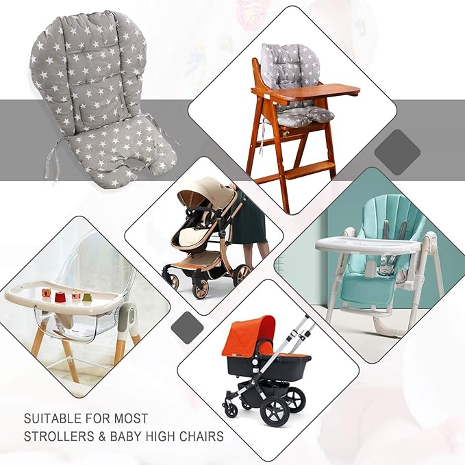 Tuciyke High Chair Cushion,High Chair Pad,Baby High Chair Seat Cushion Liner Mat Padding Cover Protection Pad for Baby Dining Chair(Gray Star)