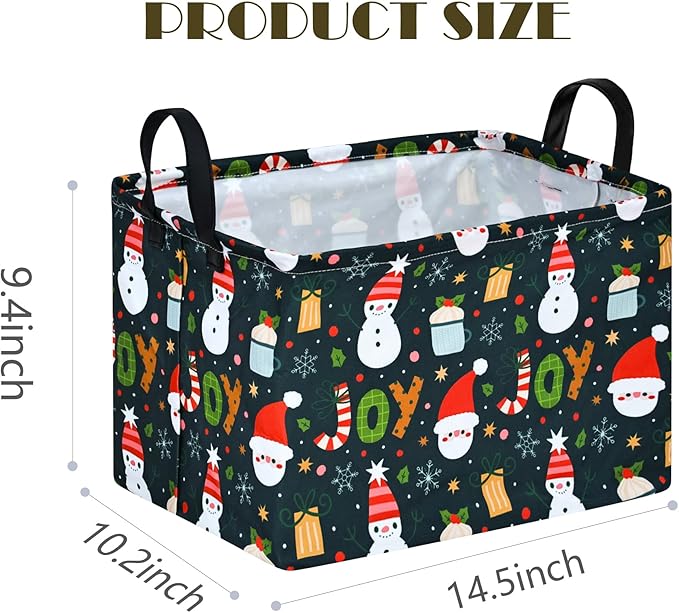 MAIZMZ Xmas Gifts Basket for Kids Santa Claus Snowman Storage Baskets Collapsible Nursery Hamper Waterproof Clothes Toy Bin Book Shelf Gift Basket Cube Party Decor