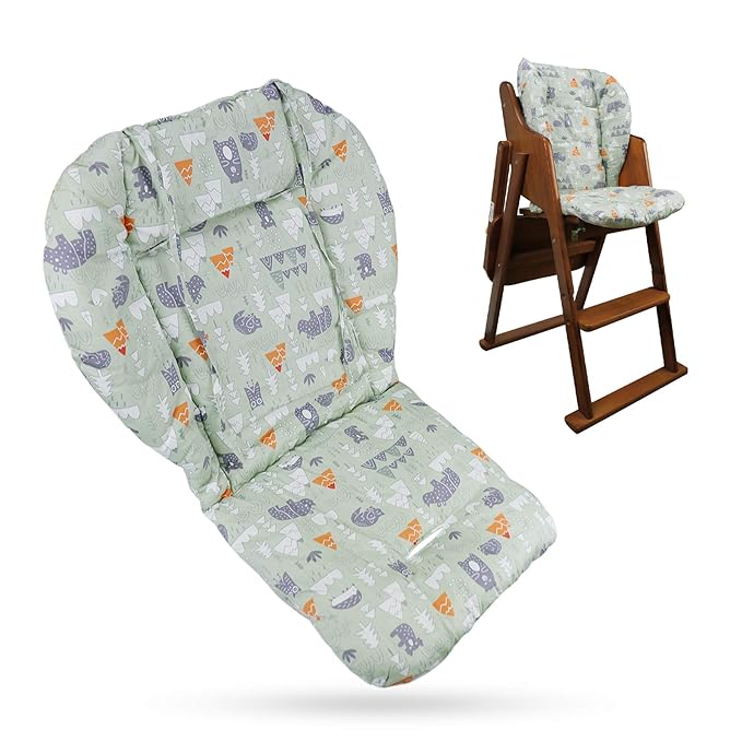 KRIZJUES Baby High Chair Cushion, Thick Pad for Wooden High Chair, Baby Dining Chair Liner Mat (Green Forest)