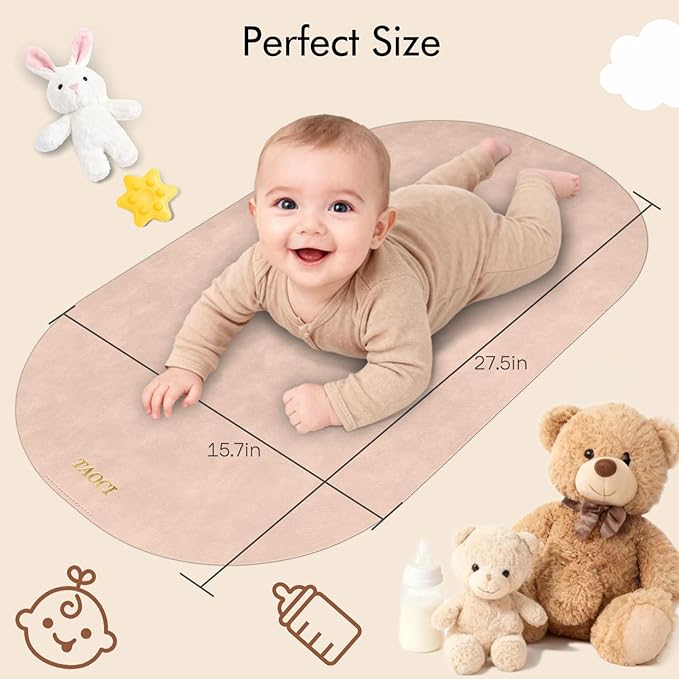Diaper Changing Pad, Wipeable Portable Changing Pad, Baby Change Mat, Waterproof Vegan Leather Changing Pads for Home & Travel, Pink, 27.5 x 15.7 ''