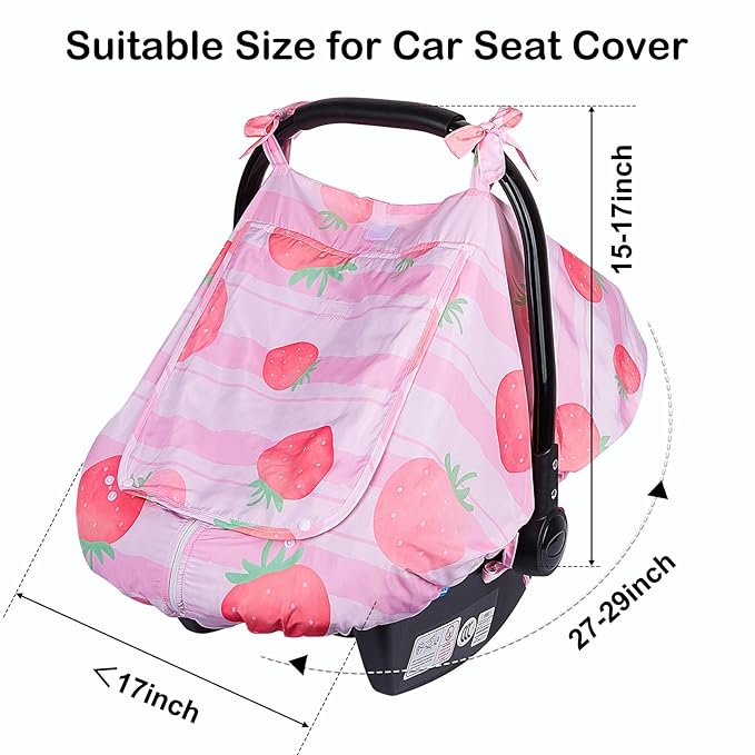 FIOBEE Baby Car Seat Cover, Car Seat Covers for Babies Infant Car Seat Canopy with Breathable Mesh Window Waterproof Carseat Cover for Babies Boy Girl 4 Seasons