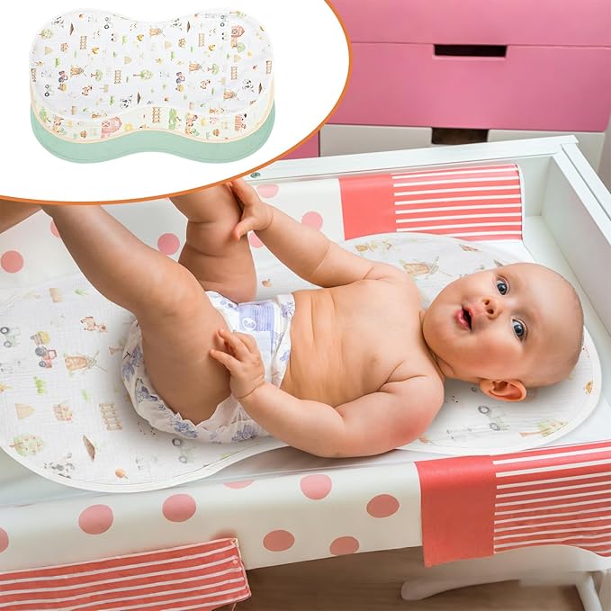 Hahafelt 3 Pcs Changing Pad Liners Fits in Peanut Shape Changing Pad Waterproof Diaper Mats Organic Cotton Peanut Mats are Warm on Baby's Back, Washable Reusable (Farm,Colorful)