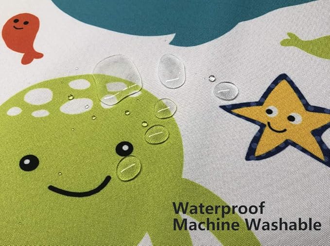 Splat Mat for Under Highchair/Arts/Crafts, WOMUMON Baby Reusable Waterproof Anti-Slip Floor Splash Mat, Portable Play Mat and Table Cover (51", Seaworld)