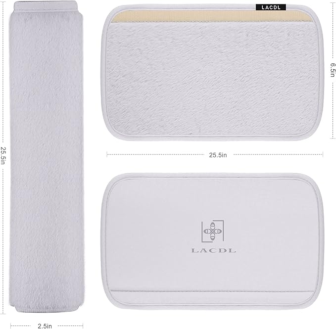 LACDL Extra Long Seatbelt Cover Super Soft Furry for Adults Kids Women & Men, Thick Plush Full Car Seat Belt Strap Cushion, Fluffy Shoulder Pad Protector, Auto Interior Accessories, 1pc, Grey, 25.5in