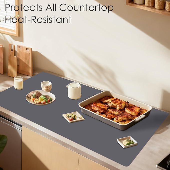 Extra Large Silicone Mat for Kitchen Counter 39.4" x 23.6" Silicone Table Mat for Resin Workbench Mat Heat Resistant Mat Coffee Bar Mats 2MM Thick,Dark Gray