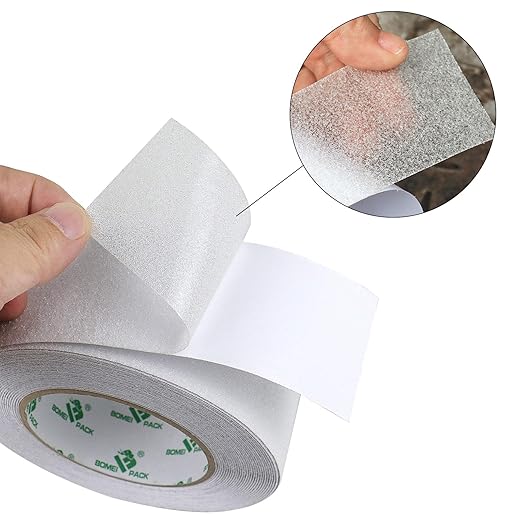 BOMEI PACK Anti Slip Traction Tape,2 Inch x 32.8 Ft,Heavy Duty Non Slip Tape,Grip Tape for Stairs, Tread Step, Indoor & Outdoor Use,Waterproof Stairs Non Skid Treads (Transparent)