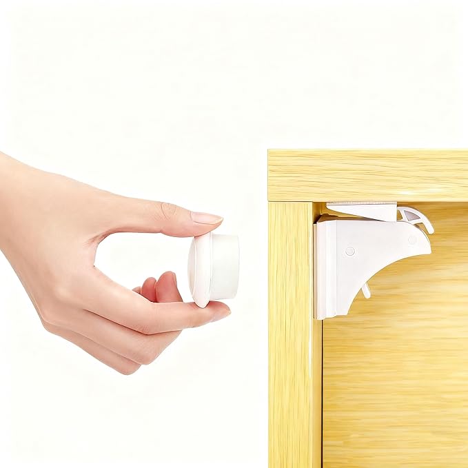 Magnetic Cabinet Locks Baby Proofing - 20 Locks & 3 Keys, No Drill Adhesive Safety Latches for Cabinets & Drawers, Child Proof Lock for Kitchen, Strong Magnet Key to Open, Easy Installation