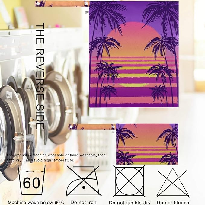 visesunny Tropical Sea Sunset 2Pcs Wet Bag with Zippered Pockets Washable Reusable Roomy for Travel,Beach,Pool,Daycare,Stroller,Diapers,Dirty Gym Clothes, Wet Swimsuits, Toiletries