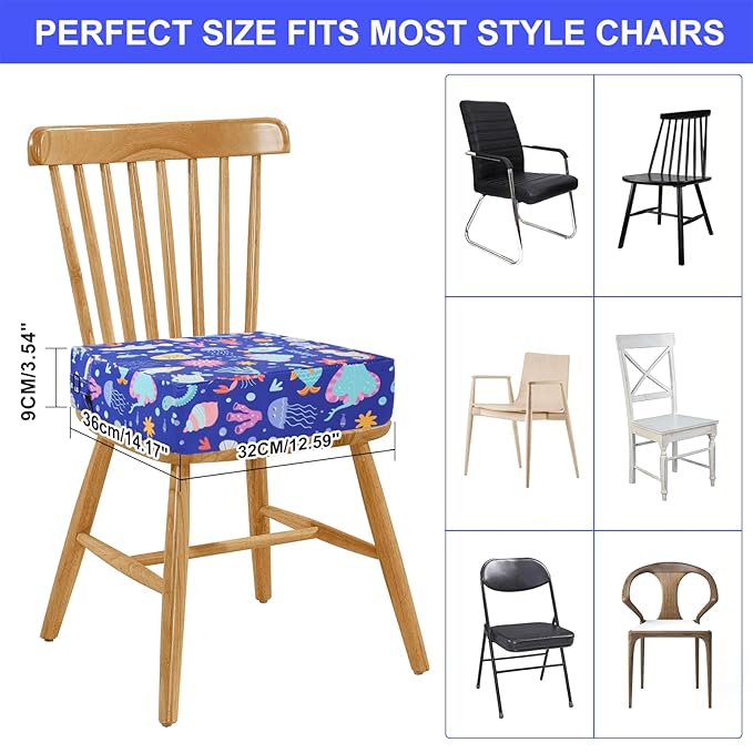 Toddler Booster Seat for Kitchen Chair Dining Table, Washable Thick Strong Support Portable Booster Chair for Toddlers Eating, Easy Cleaning Booster Seat Cushion Detachable with Adjustable Straps