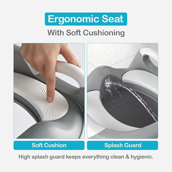 3-in-1 Toddler Potty Training Toilet Seat with Ladder | Foldable Toilet Potty Training Seat with Step Stool Ladder | 5-Level Adjustable Height | Soft Cushion, Splash Guard & Anti Slip Pad