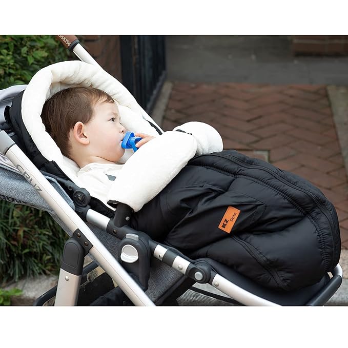 Stroller Footmuff, Stroller Cover for Winter, Front Panel Removeable Stroller Sleeping Bag, Adjustable Length Baby Stroller Blanket winter with Soft Hood, Fleece Lined Stroller Warmer Cover