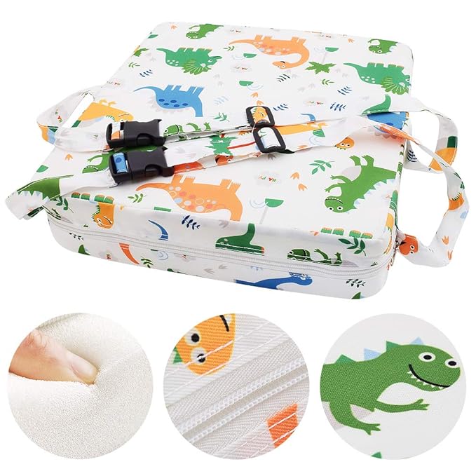 Dining Chair Heightening Cushion Portable Dismountable Adjustable Highchair Booster for Baby Toddler Kids Infant Washable Thick Chair Seat Pad Mat (White)
