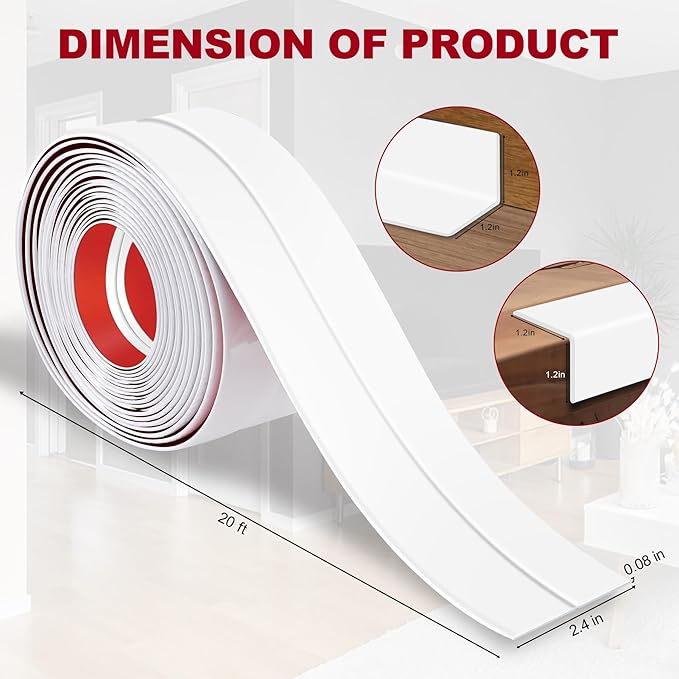 2.4 Inch x 40 Feet Wall Corner Protector Peel and Stick Corner Trim Molding Strip Self Adhesive wall Edge Protectors Guards for Edge Ceiling, White